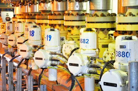 The oil line equipped with valveの写真素材