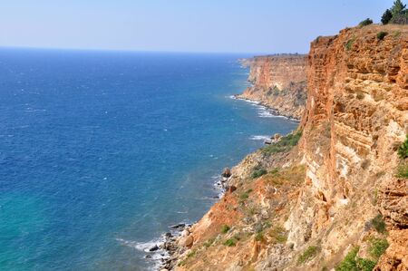 The rocky shore of the islandの写真素材
