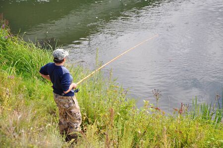 The fishing on the river during the summerの写真素材