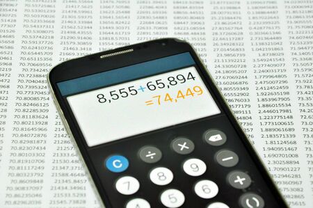 The spreadsheet with finance calculationの写真素材
