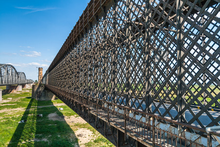 Old bridge on the river Vistula in Tczew, Polandの写真素材