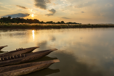 Sunset over the Rapti river in Sauraha, The Royal Chitwan National Park, Nepal
