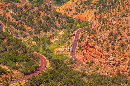 The view of Zion Canyon from the Canyon Overlook location, Zion National Park, Utah, USAの写真素材