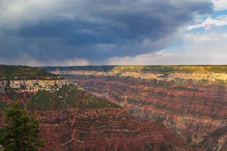 Sunset over the Grand Canyon, North Rim. The Grand Canyon is a river valley in the Colorado Plateau. Arizona, USA.の写真素材