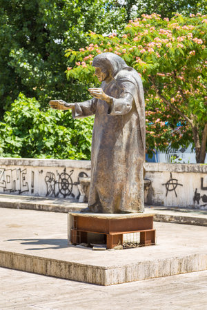 Tirana, Albania- 01 July 2014: Monument to Mother Teresa in the center of Tirana. Saint Mother Teresa of Calcutta, an Albanian nun.のeditorial素材