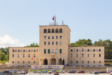 Tirana, Albania- 01 July 2014: Polytechnic University of Tirana, public university. Tirana is the capital and most populous city of Albania.のeditorial素材