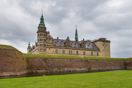 Helsingor, Denmark- 30 August 2014: View of Kronborg palace and defensive walls. Kronborg Palace, most important Renaissance palace in Northern Europe.のeditorial素材