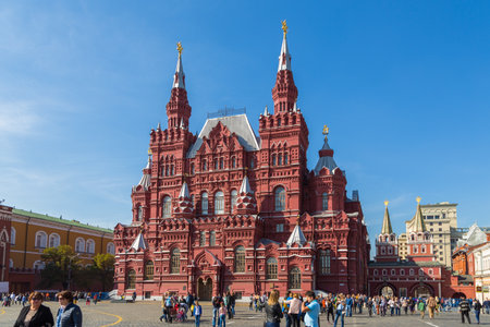Moscow, Russia- 20 September 2014: View of the building State Historical Museum on the Red Square. Its the museum of Russian history which was established in 1872.のeditorial素材