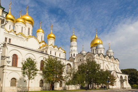 Moscow, Russia- 22 September 2014: View of the Archangels and Annunciation Cathedral. Museum of the Moscow Kremlin.のeditorial素材