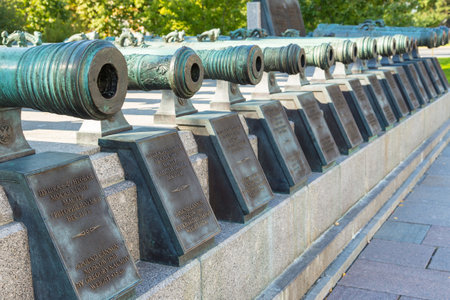 Moscow, Russia- 22 September 2014: View of the Cannons on Red Square, monument of Russian artillery....
