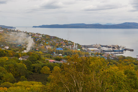 Petropavlovsk-Kamchatsky, Russia- 26 September 2014: View of port Petropavlovsk-Kamchatsky,...