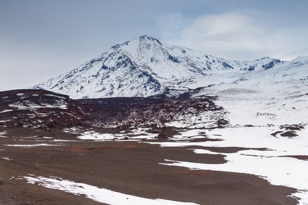 Snow- capped Mount volcanoes, volcanic massive, one of the volcanic complex on the Kamchatka Peninsula in the far east of Russia. Pacific ring fire.の写真素材