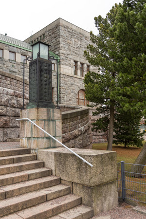 Helsinki, Finland- 28 February 2015: View of the facade Kallio Church, Lutheran church in the Kallio district of Helsinki. Designed by Lars Sonck.のeditorial素材
