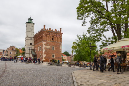 View of the Sandomierz Town Hall, Poland.のeditorial素材