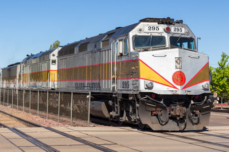 Williams, Arizona, USA- 01 June 2015: Grand Canyon train on the station, modern, contemporary truck.