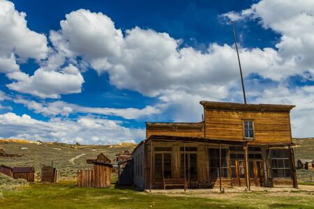 View of the Bodie, ghost town. Bodie State Historic Park. Abandoned wooden houses, California, USA.の写真素材
