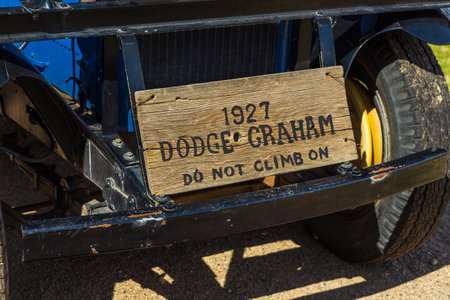 Bodie, California, USA- 03 June 2015: Blue Dodge Graham from 1927. Exhibit in a ghost town, Bodie State Historic Park.のeditorial素材
