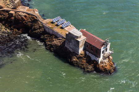 San Francisco, California, USA- 08 June 2015: View of the old building with solar panels on the roof...
