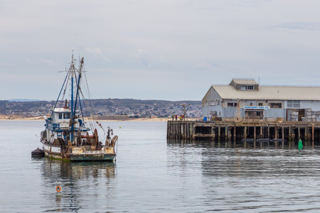 Monterey, California, USA - 09 June 2015: View of the Monterey Yacht Port. Exclusive yachts moored in the marina. Pacific Ocean Coast.のeditorial素材