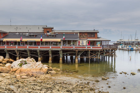 Monterey, California, USA - 09 June 2015: View of the pier and Fisherman Wharf, Pacific Ocean coast.のeditorial素材