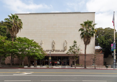 Los angeles, California, USA- 11 June 2015: View of the Los Angeles Superior Court Stanley Mosk Courthouse.のeditorial素材
