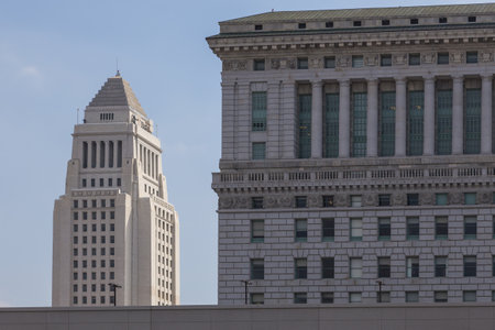 Los Angeles, California, USA: Los Angeles City Hall, the center of the government of the city of Los Angeles, California,のeditorial素材