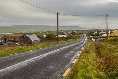 Luogh South, Cliffs pf Moher, Ireland- 07 November 2015: Small village near the Cliffs of Moher. Very cloudy day.のeditorial素材