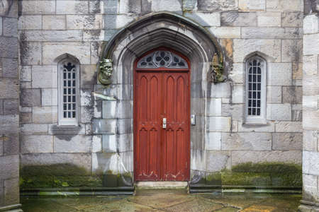 Brown classic door in Dublin, example of georgian typical architecture of Dublin, Irelandの写真素材