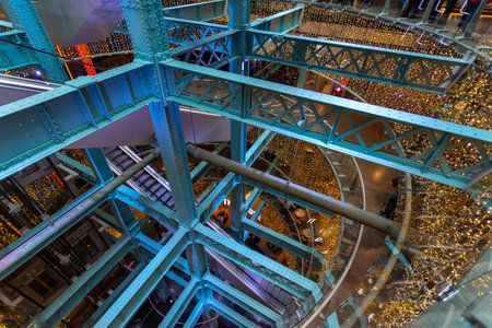 Dublin, Ireland - 09 November 2015: Interior of Guinness store in Dublin. Guinness Storehouse is a...