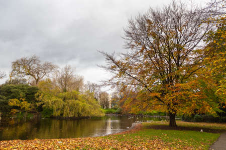 Saint Stephen Green Park in original Victorian style, Dublin, Ireland.の写真素材