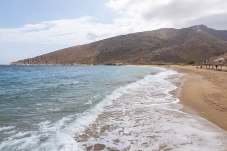View of the Agia Theodoti Beach, one of the quietest in Ios. Greece.の写真素材
