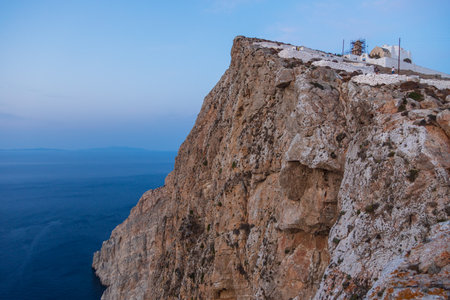 View of the high cliffs of the island of Folegandros, Cyclades Archipelago, Greece.の写真素材