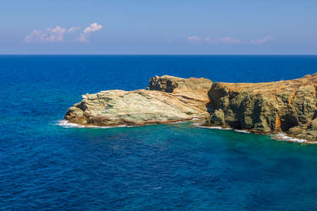 View of the coast of the island of Folegandros in summer sunny day. Aegean Sea, Cyclades Archipelago, Greece.の写真素材