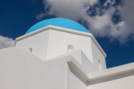 View of the Agios Nikolaos - Analipsi, greek orthodox church. Piso Livadi, Paros Island, Greece.の写真素材