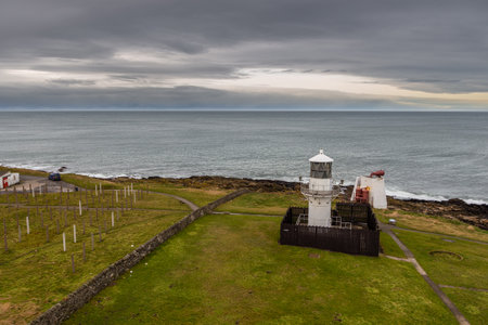 Fraserburgh, Scotland, UK - 05 February 2016: The Kinnaird Head lighthouses, one an original Stephenson Scottish lighthouse. Museum of Scottish Lighthouse.のeditorial素材