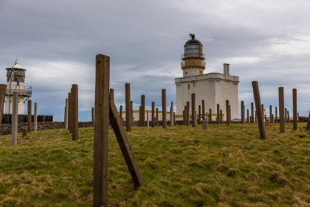 Fraserburgh, Scotland, UK - 05 February 2016: The Kinnaird Head lighthouses, one an original Stephenson Scottish lighthouse. Museum of Scottish Lighthouse.のeditorial素材