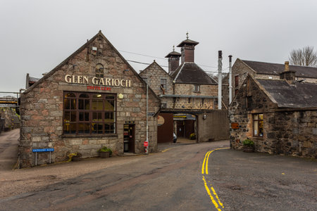 Glen Garioch distillery, - 06 February 2016: Glen Garioch distillery, one of the oldest whiskey distilleries in Scotland, outside view.のeditorial素材