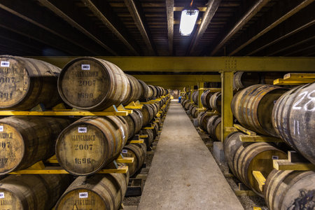 Glen Garioch distillery, - 06 February 2016: Glen Garioch distillery, one of the oldest whiskey distilleries in Scotland, inside view.のeditorial素材