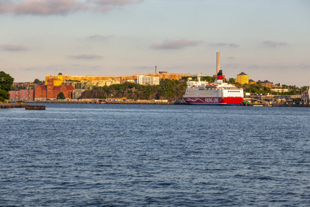 Stockholm, Sweden - 29 May 2016: Passenger ferry Viking Line moored in the port of capital city, the historic city of Stockholm.のeditorial素材