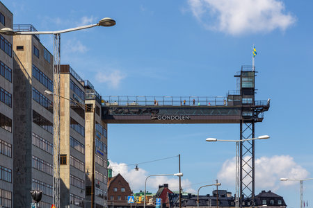 Stockholm, Sweden - 26 June 2016: Scenic view of the port buildings at Sodermalm. Industry district of Stockholm.のeditorial素材