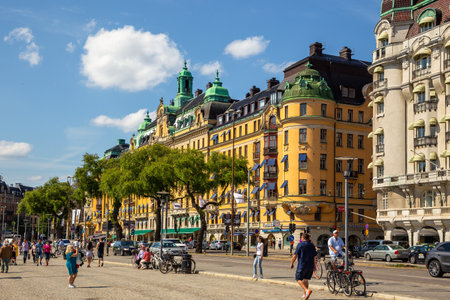 Stockholm, Sweden - 25 June 2016: Scenic view of the center capital city, the Old Town is one of the largest and best preserved medieval city centers in Europe.のeditorial素材