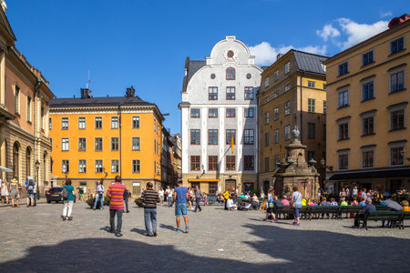 Stockholm, Sweden - 26 June 2016: Scenic view of the center capital city, the Old Town is one of the largest and best preserved medieval city centers in Europe.のeditorial素材