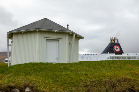 Thorshavn, Faroe Islands, Denmark - 03 May 2018: A large passenger ferry of the Smyril-Line moored in the port of Thorshavn.のeditorial素材