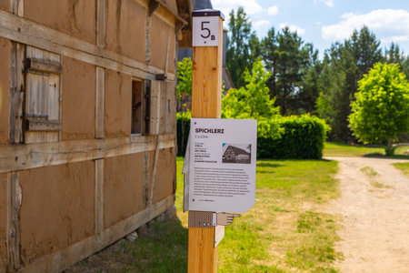 Wdzydze Kiszewskie, Poland - 31 May 2018: Old granary in open-air museum, Kashubian Ethnographic Park.のeditorial素材