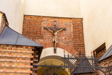 Lviv, Ukraine - 09 June 2018: Cross, a symbol of Christianity in the Armenian Cathedral of the Assumption of Mary in Lviv.のeditorial素材