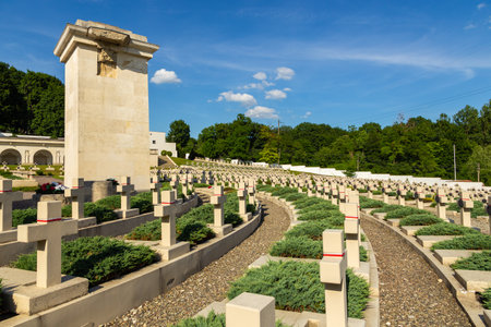 Lviv, Ukraine - 09 June 2018: The Cemetery of the Defenders of Lviv in Lychakiv Cemetery, State History and Culture Museum-Preserve, historic cemetery in Lviv.のeditorial素材