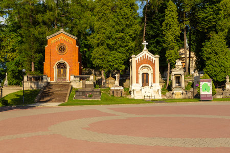 Lviv, Ukraine - 09 June 2018: Graves in Lychakiv Cemetery, State History and Culture...