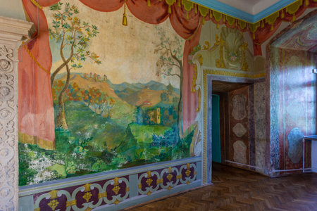 Olesko, Ukraine - 10 June 2018: The rich interior of the Olesko Castle, located about seventy-five kilometers from Lviv, the largest city in western Ukraine.のeditorial素材