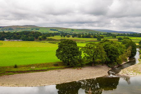 Landscape in The South Lakeland, Ruskin View. Cumbria, England, UK.の写真素材