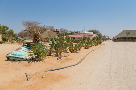 Solitaire, Namibia - 01 October 2018: Service station at Solitaire in the Namib Desert, Namib-Naukluft National Park. Small settlement in the Khomas Region.のeditorial素材